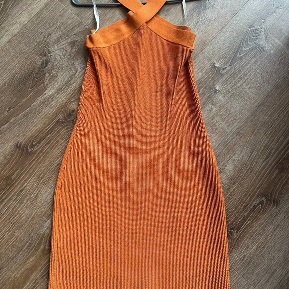 Babaton Orange Halter Dress, Size L - Picture 1 of 4